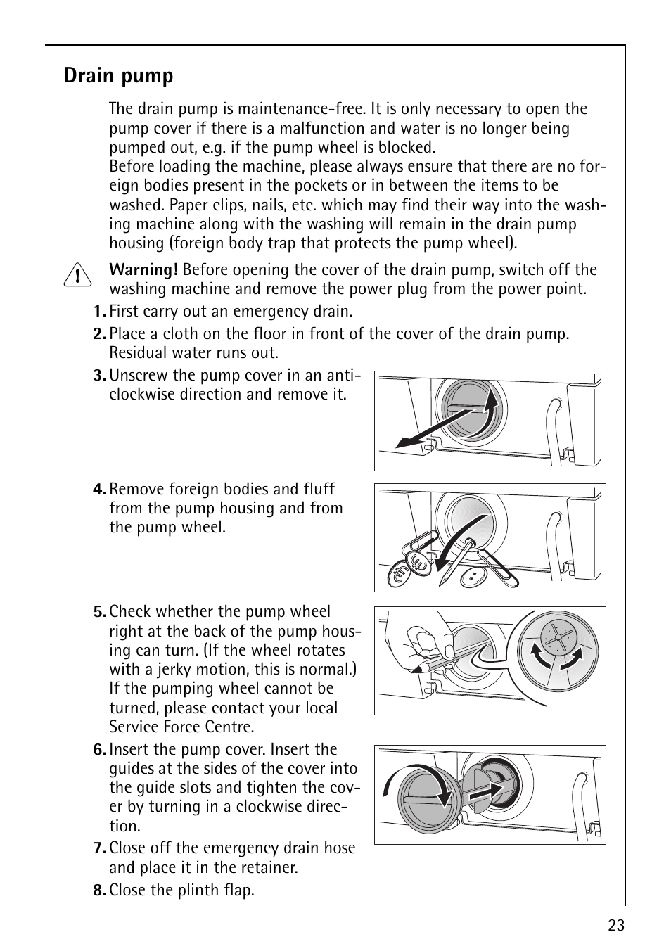 Drain pump | Electrolux LAVAMAT 76810 User Manual | Page 23 / 40