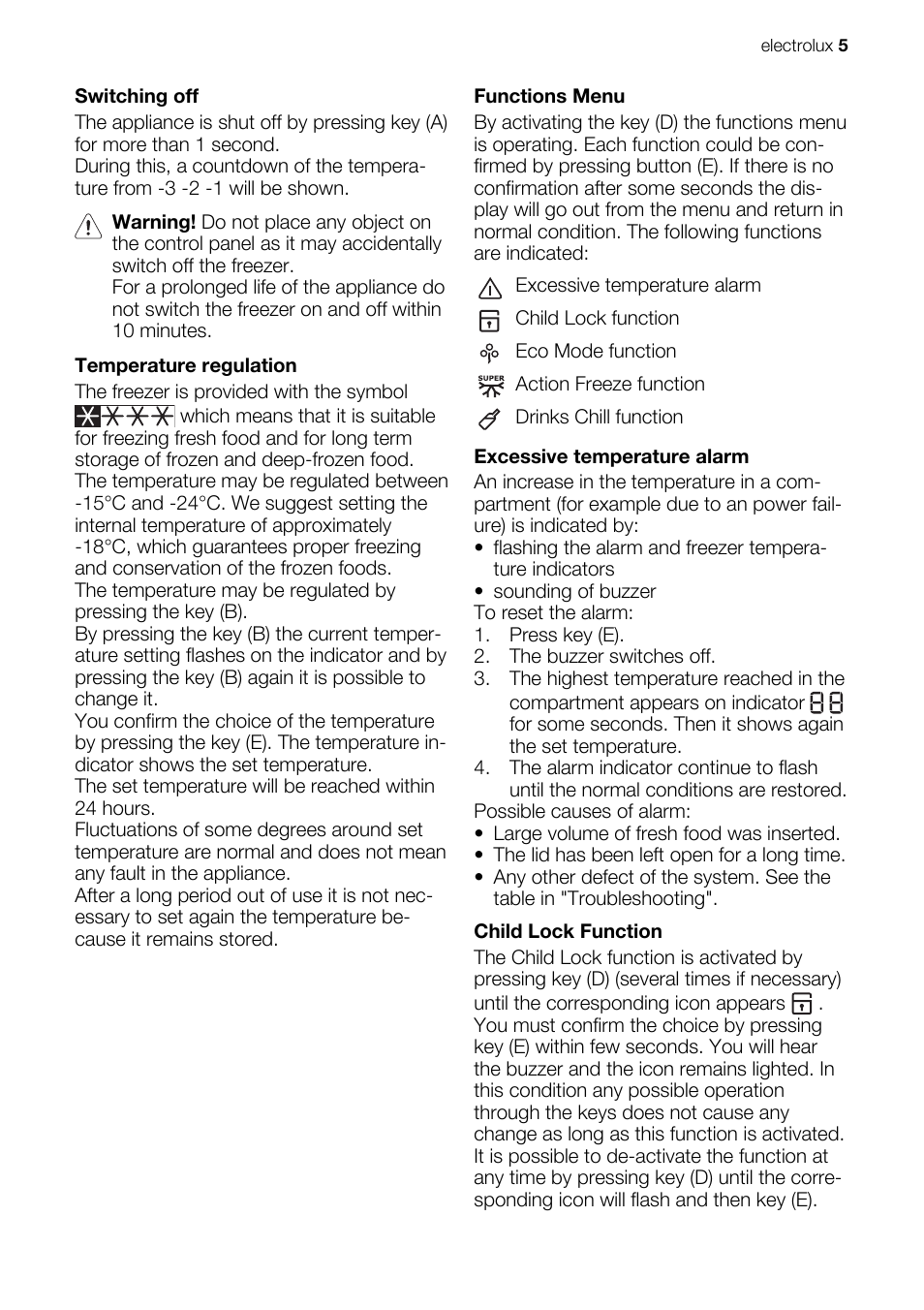 Electrolux ECF31461W User Manual | Page 5 / 16