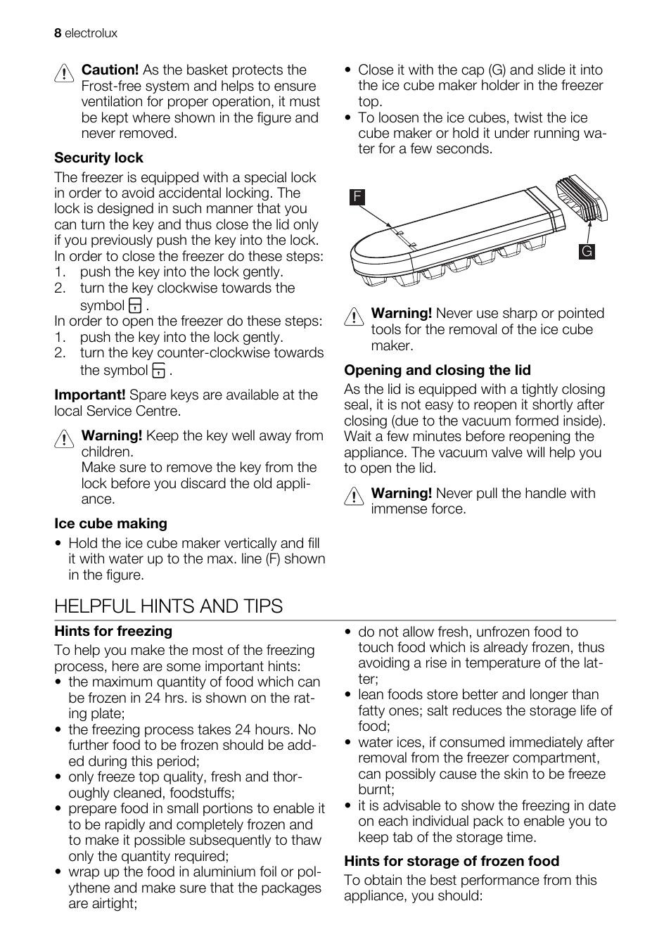 Helpful hints and tips | Electrolux ECF31461W User Manual | Page 8 / 16
