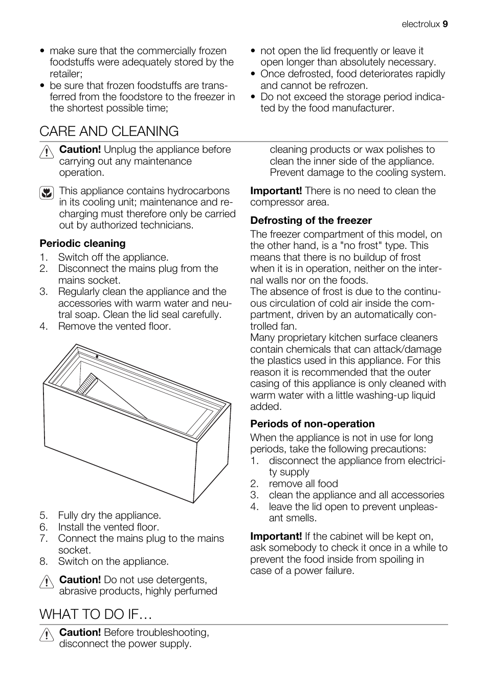 Care and cleaning, What to do if | Electrolux ECF31461W User Manual | Page 9 / 16