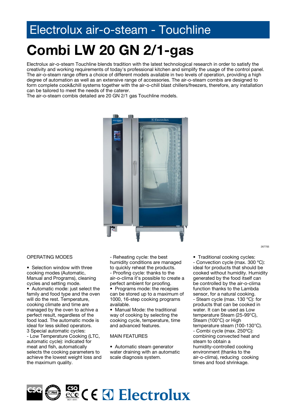 Electrolux TOUCHLINE LW 20 GN 2/1-GAS User Manual | 4 pages