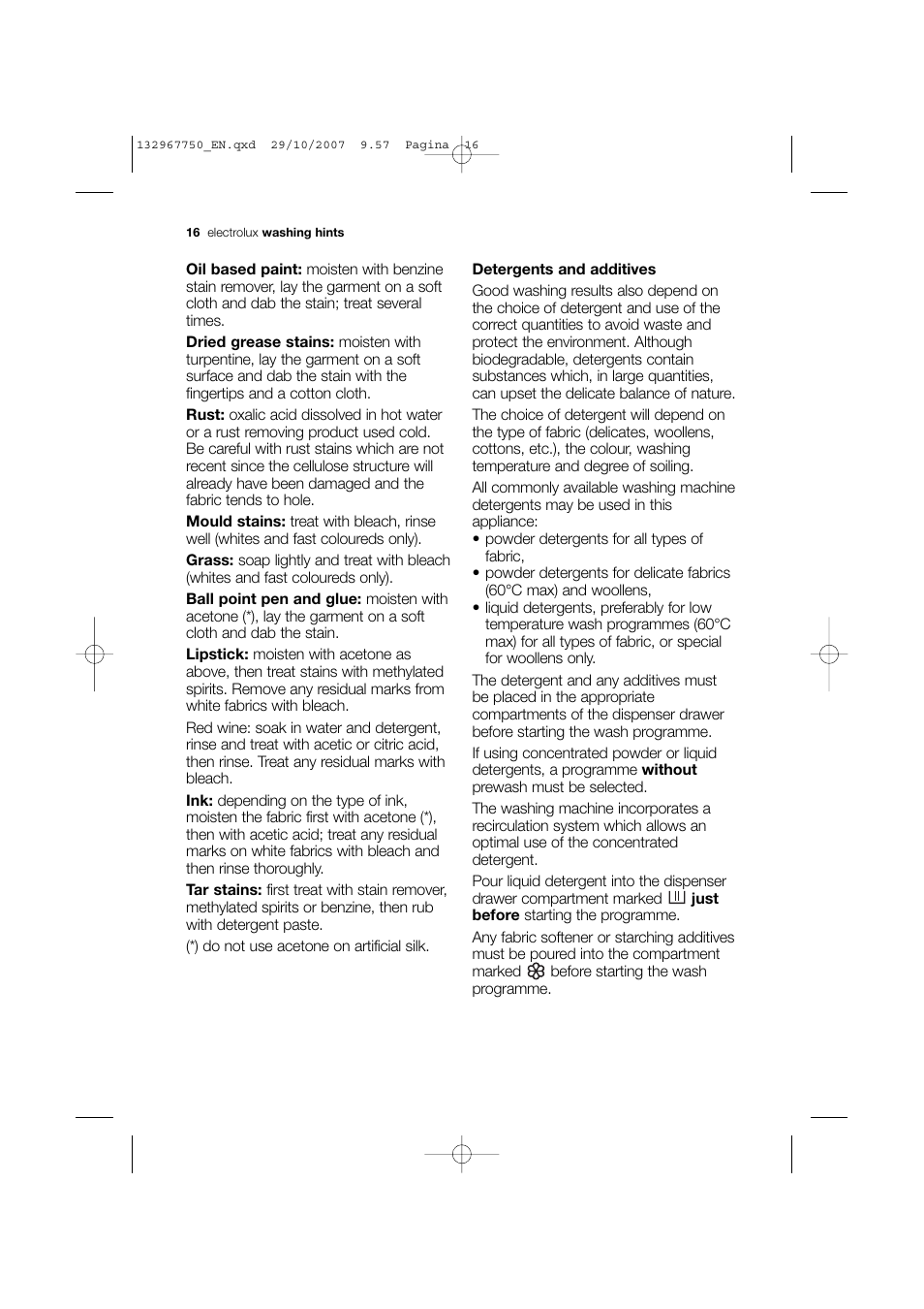 Electrolux EWF 14170 W User Manual | Page 16 / 40