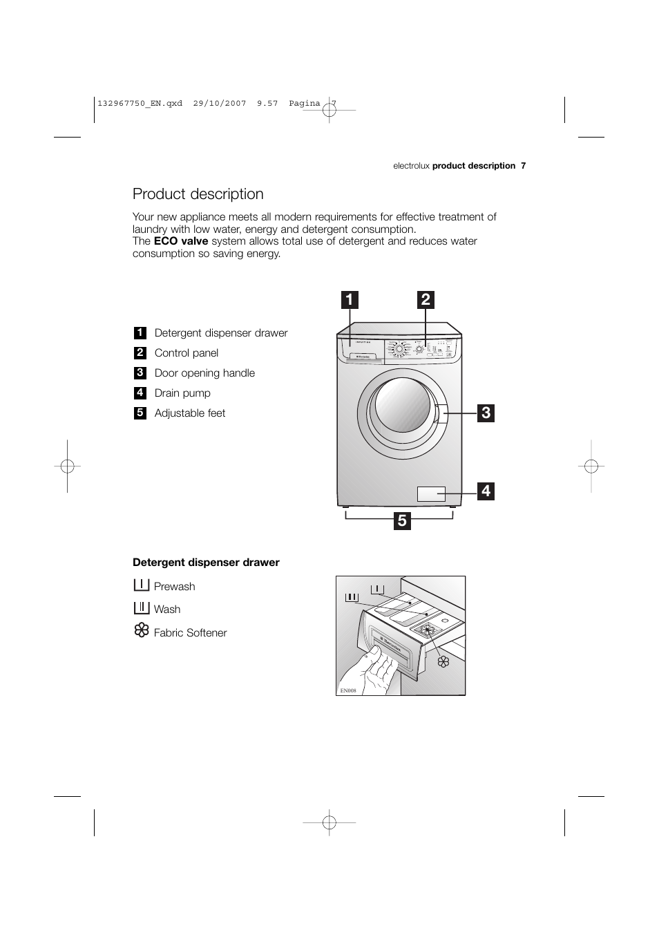 Product description | Electrolux EWF 14170 W User Manual | Page 7 / 40