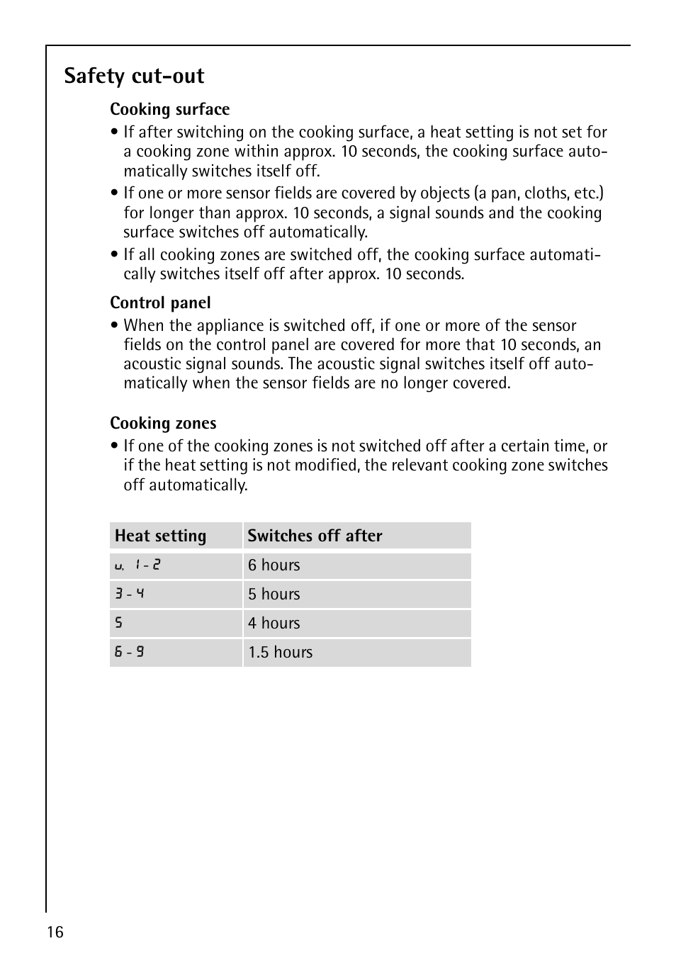 Safety cut-out | Electrolux 66301K-MN User Manual | Page 16 / 32