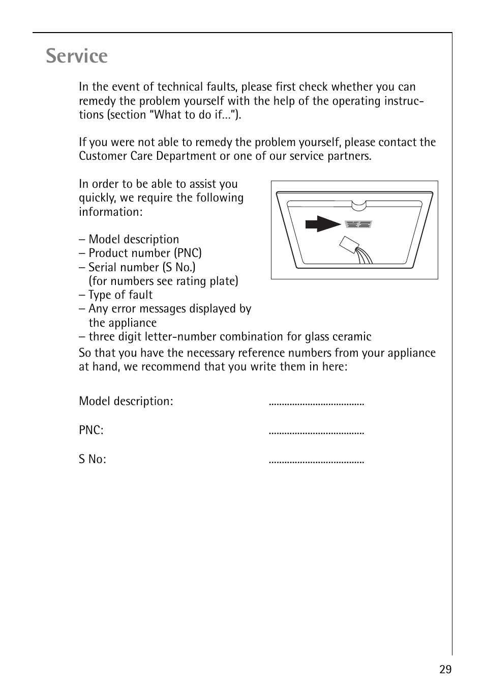 Service | Electrolux 66301K-MN User Manual | Page 29 / 32