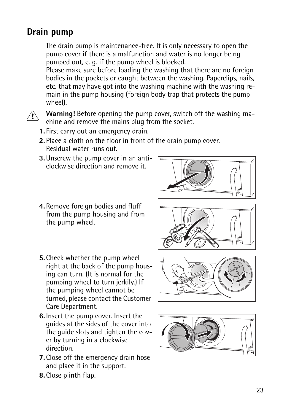 Drain pump | Electrolux LAVAMAT 62800 User Manual | Page 23 / 36