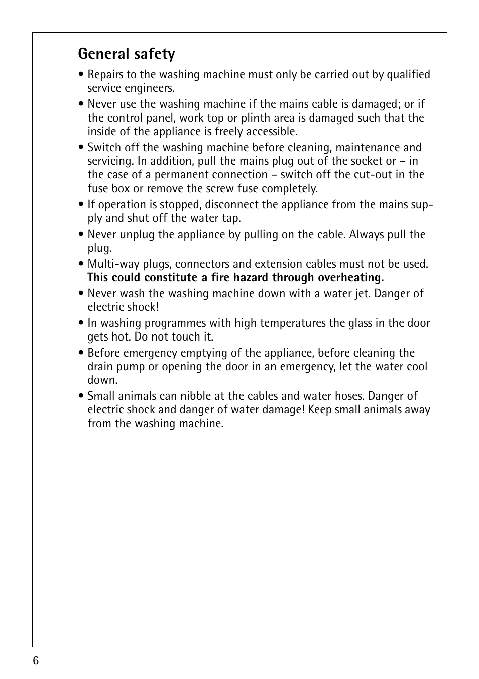 General safety | Electrolux LAVAMAT 62800 User Manual | Page 6 / 36