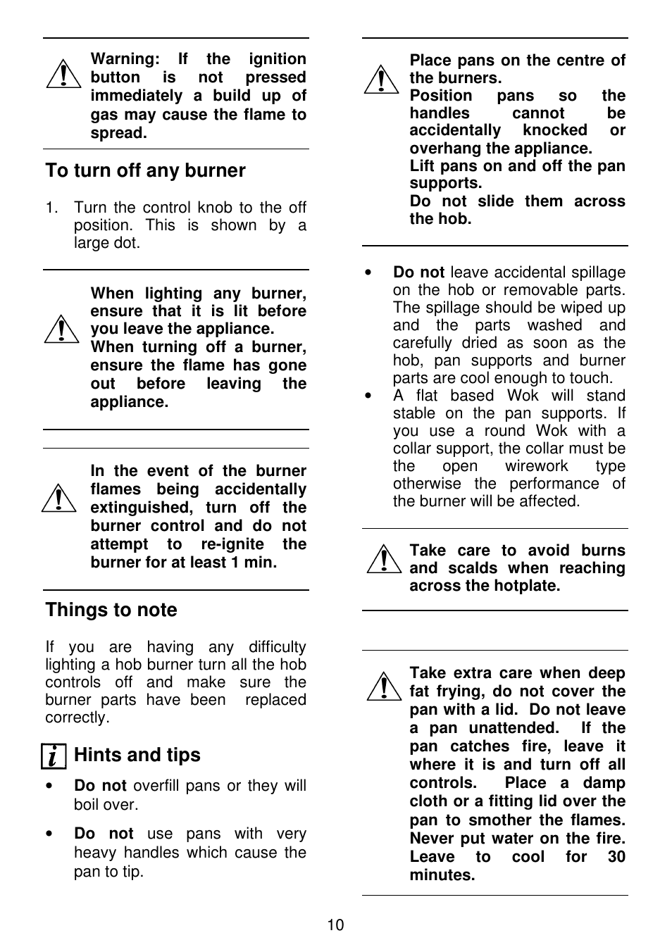 Hints and tips | Electrolux SG306 User Manual | Page 10 / 36