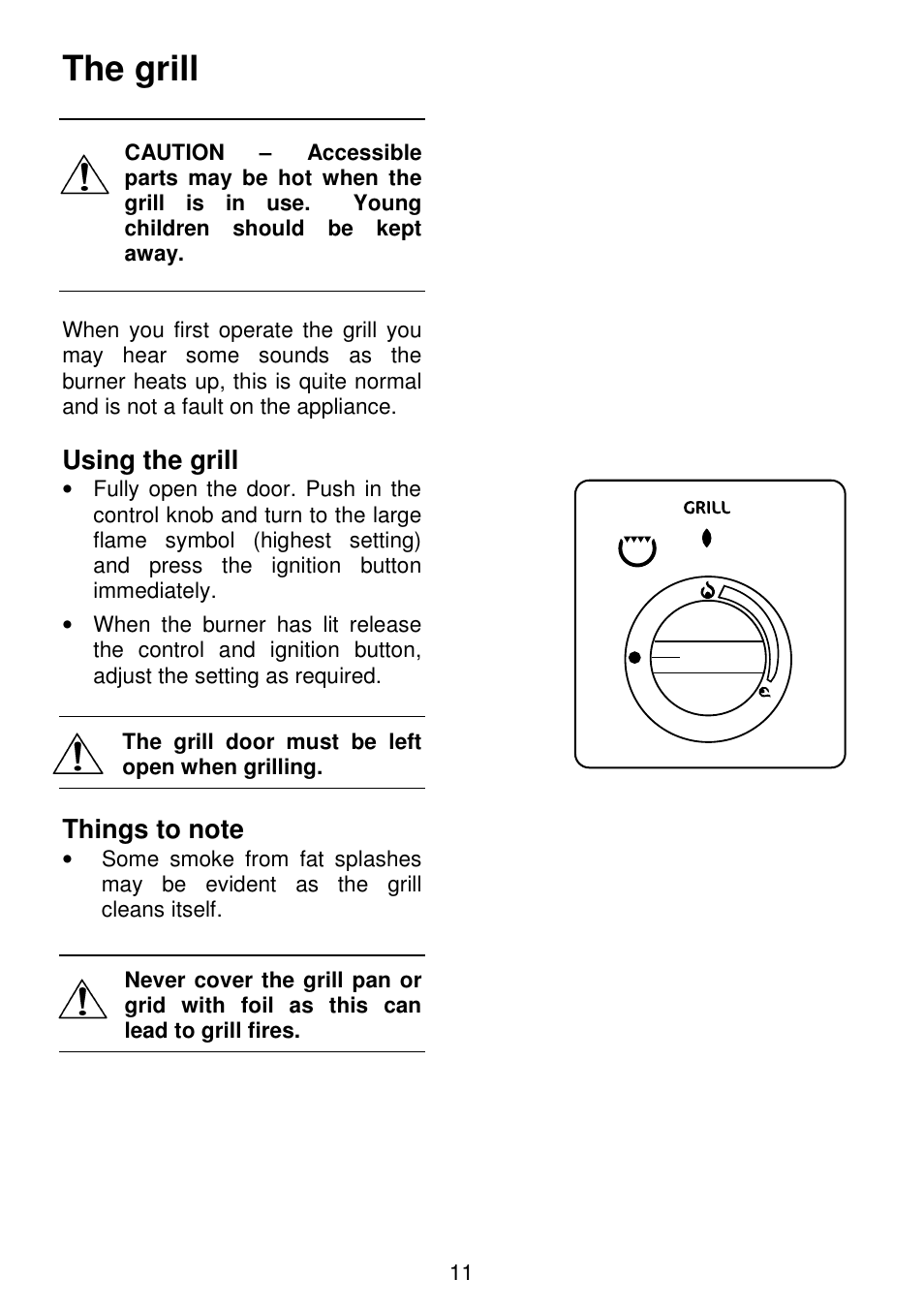 The grill, Using the grill | Electrolux SG306 User Manual | Page 11 / 36