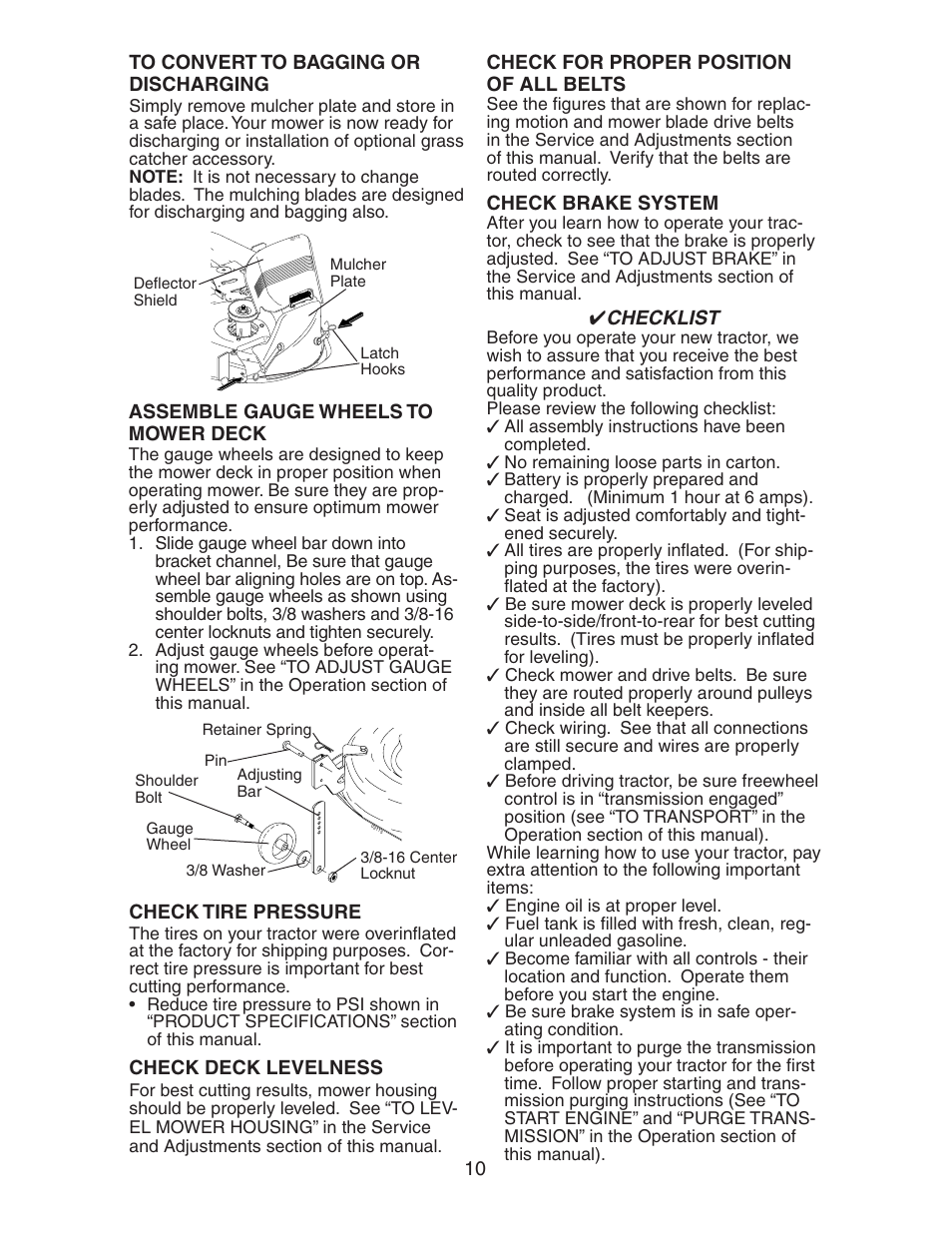 Checklist | Electrolux AG22H42STA User Manual | Page 10 / 32