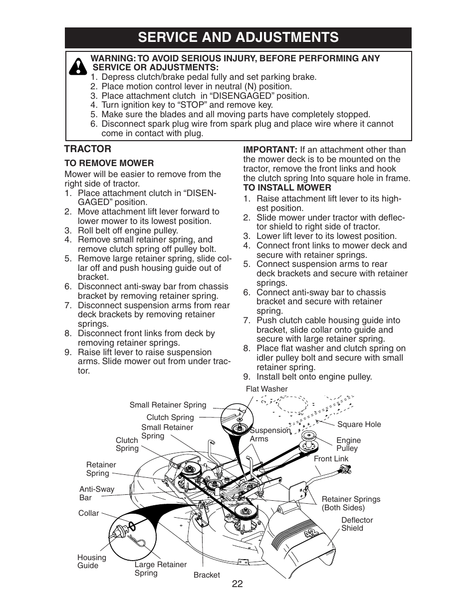 Service and adjustments | Electrolux AG22H42STA User Manual | Page 22 / 32