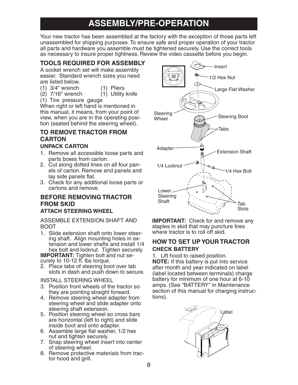 Assembly/pre-operation | Electrolux AG22H42STA User Manual | Page 8 / 32