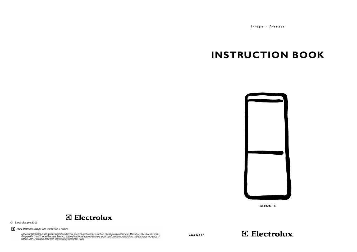 Instruction book | Electrolux ER 8126/1 B User Manual | Page 20 / 20