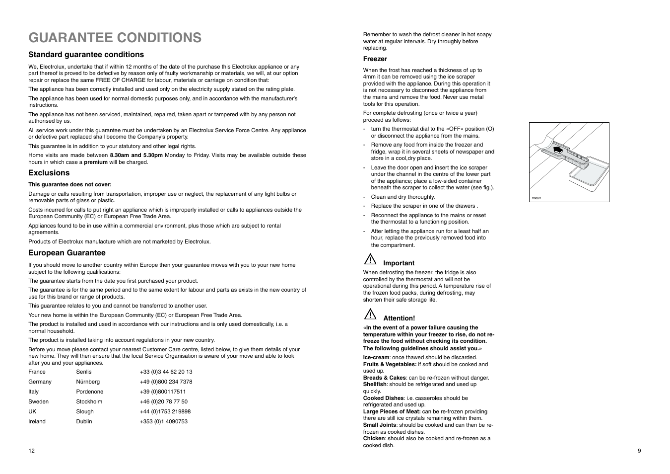 Guarantee conditions | Electrolux ER 8126/1 B User Manual | Page 9 / 20