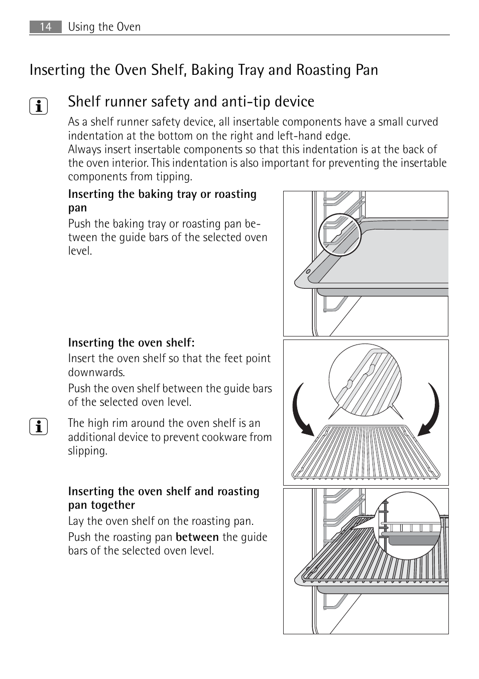 Shelf runner safety and anti-tip device | Electrolux B3150-5 User Manual | Page 14 / 56