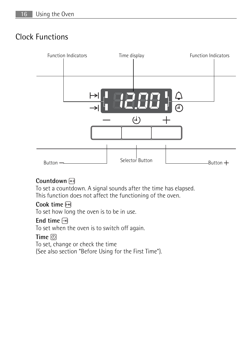 Clock functions | Electrolux B3150-5 User Manual | Page 16 / 56