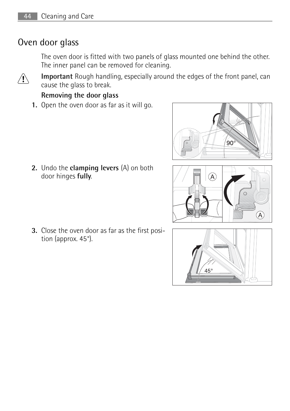 Oven door glass | Electrolux B3150-5 User Manual | Page 44 / 56