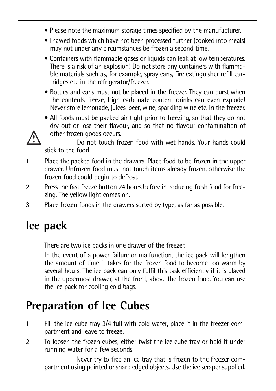 Ice pack, Preparation of ice cubes | Electrolux C 8 18 43 i User Manual | Page 11 / 28