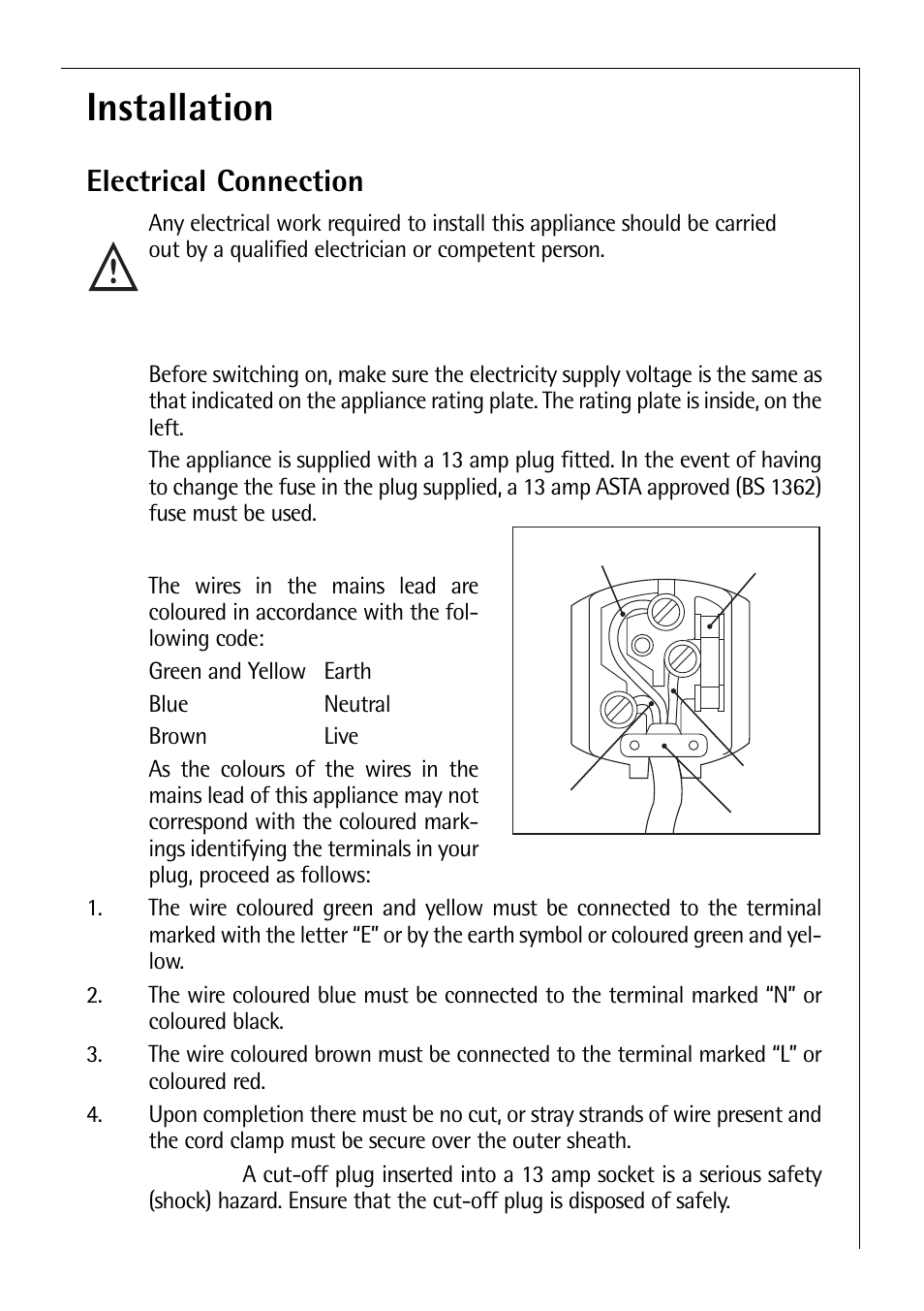 Installation, Electrical connection | Electrolux C 8 18 43 i User Manual | Page 19 / 28