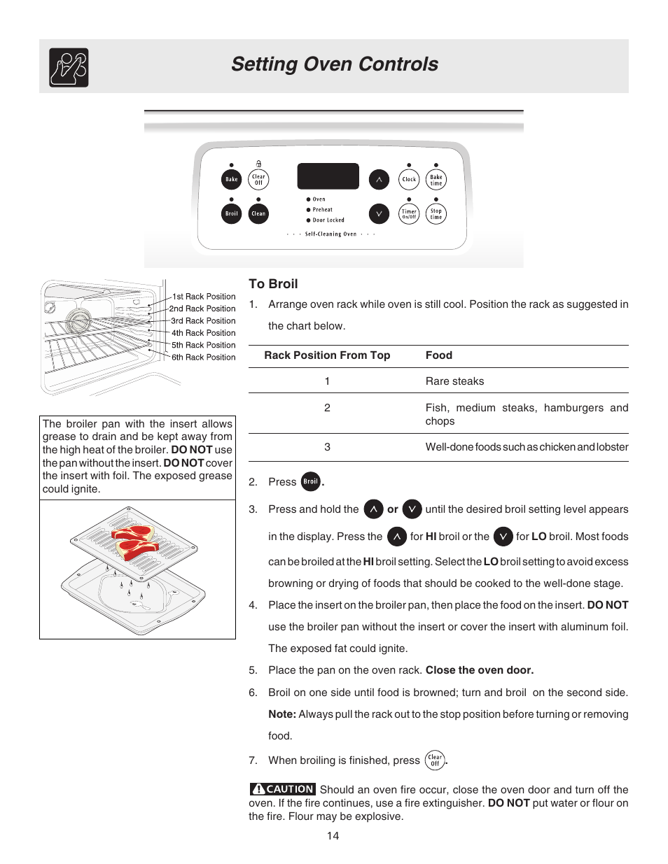 Setting oven controls | Electrolux ES200/300 User Manual | Page 14 / 24