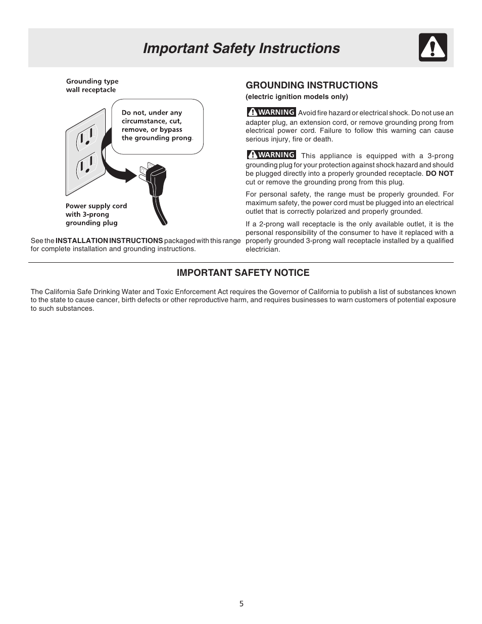 Important safety instructions | Electrolux ES200/300 User Manual | Page 5 / 24