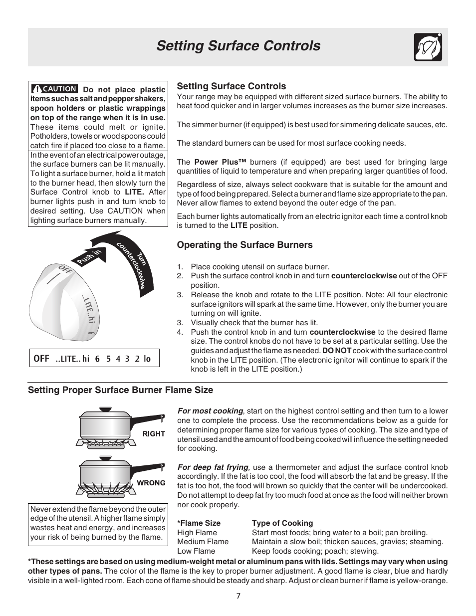 Setting surface controls | Electrolux ES200/300 User Manual | Page 7 / 24