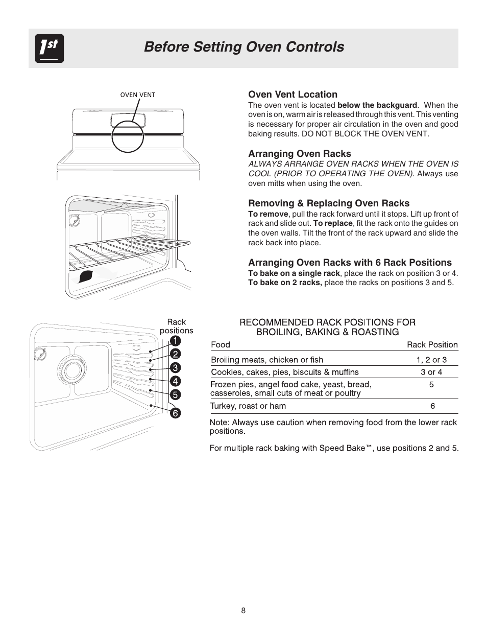 Before setting oven controls | Electrolux ES200/300 User Manual | Page 8 / 24