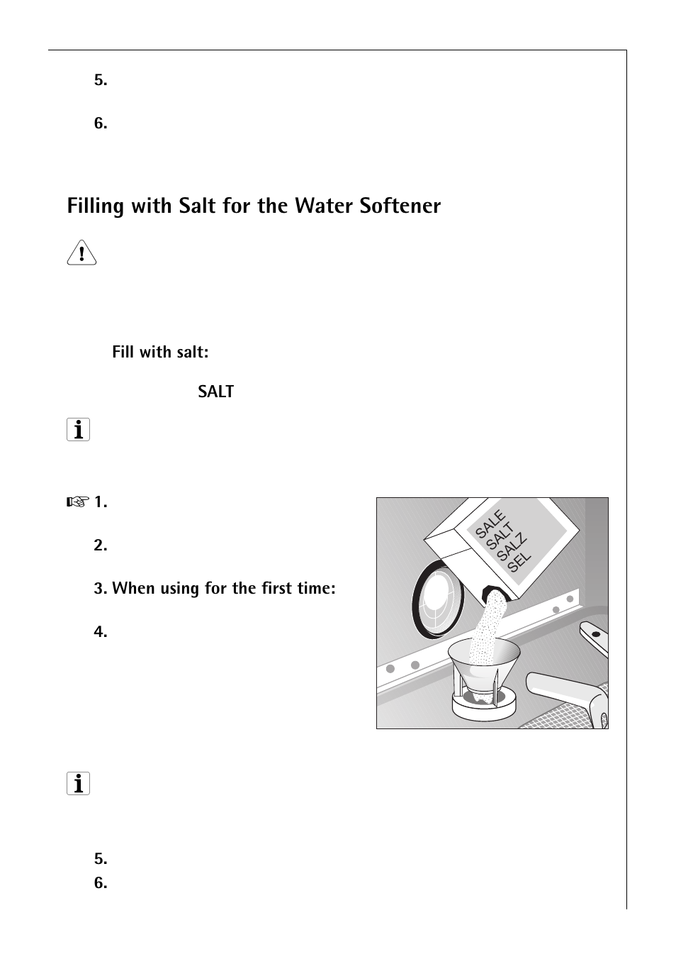 Filling with salt for the water softener | Electrolux 50750 VI User Manual | Page 11 / 40