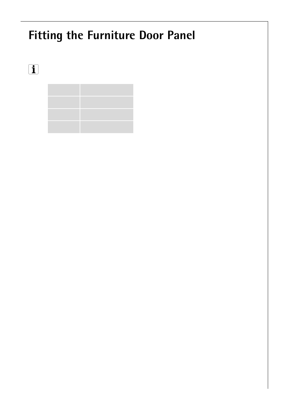 Fitting the furniture door panel | Electrolux 50750 VI User Manual | Page 31 / 40