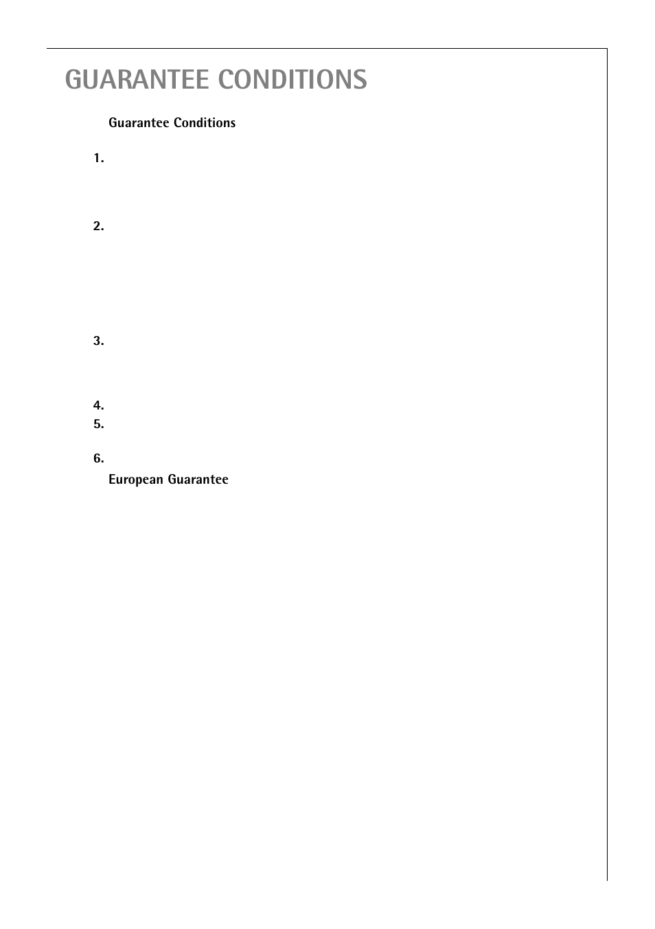 Guarantee conditions | Electrolux 50750 VI User Manual | Page 37 / 40