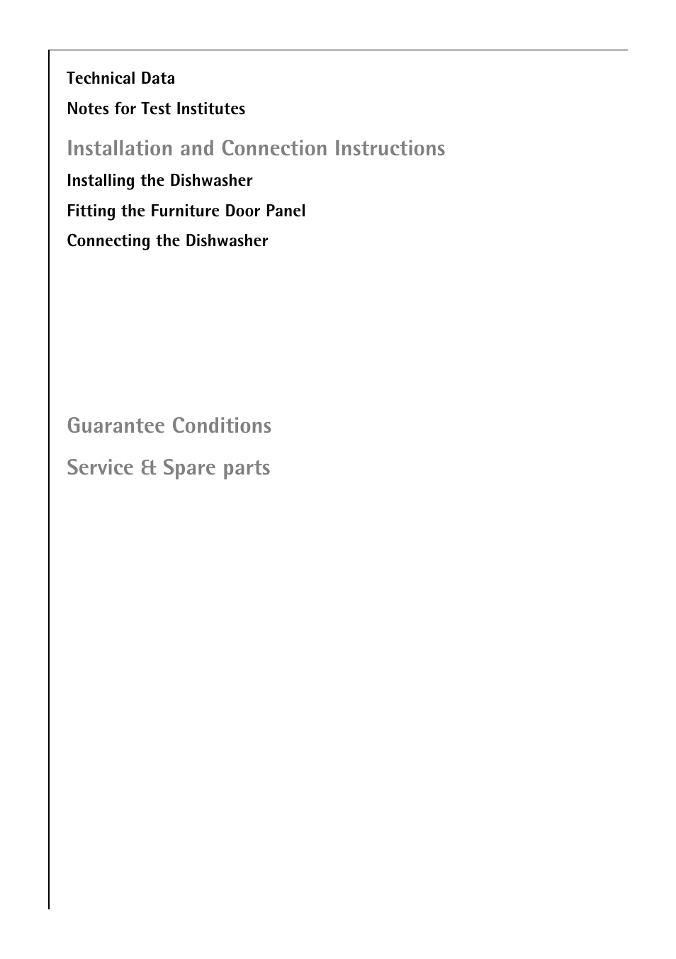 Installation and connection instructions, Guarantee conditions, Service & spare parts | Electrolux 50750 VI User Manual | Page 4 / 40