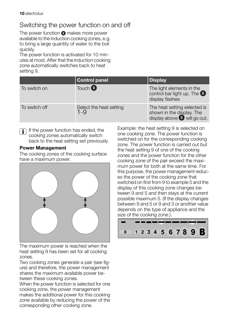 Switching the power function on and off | Electrolux EHD 60150 IAU User Manual | Page 10 / 28