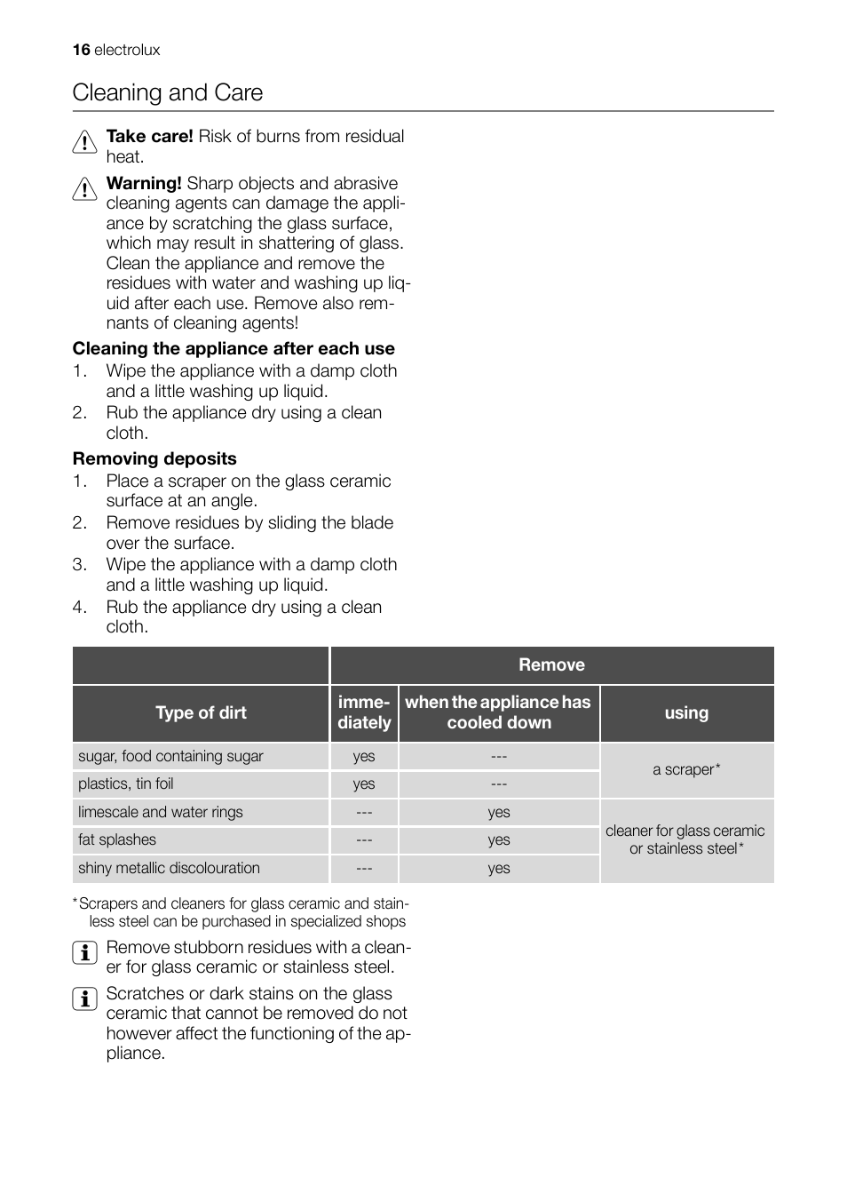 Cleaning and care | Electrolux EHD 60150 IAU User Manual | Page 16 / 28