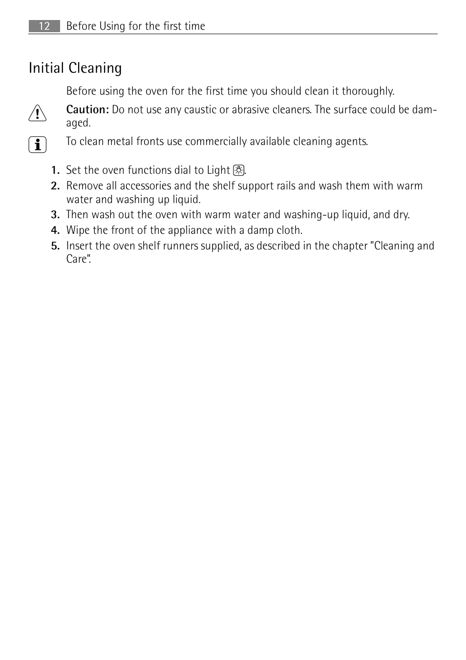 Initial cleaning | Electrolux E43012-5 User Manual | Page 12 / 64