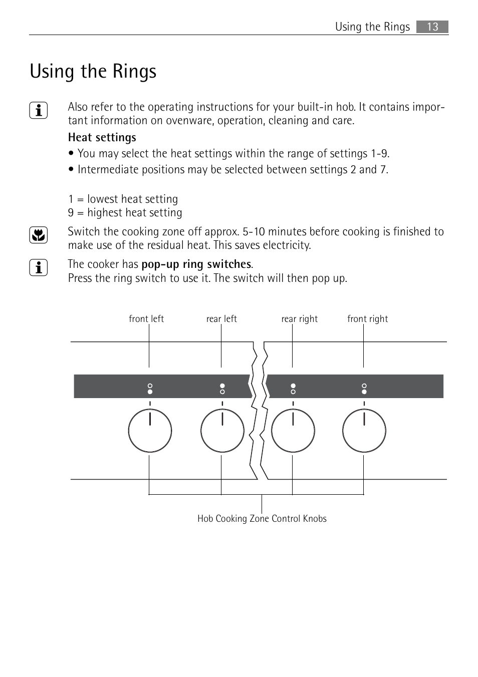 Using the rings 3 | Electrolux E43012-5 User Manual | Page 13 / 64