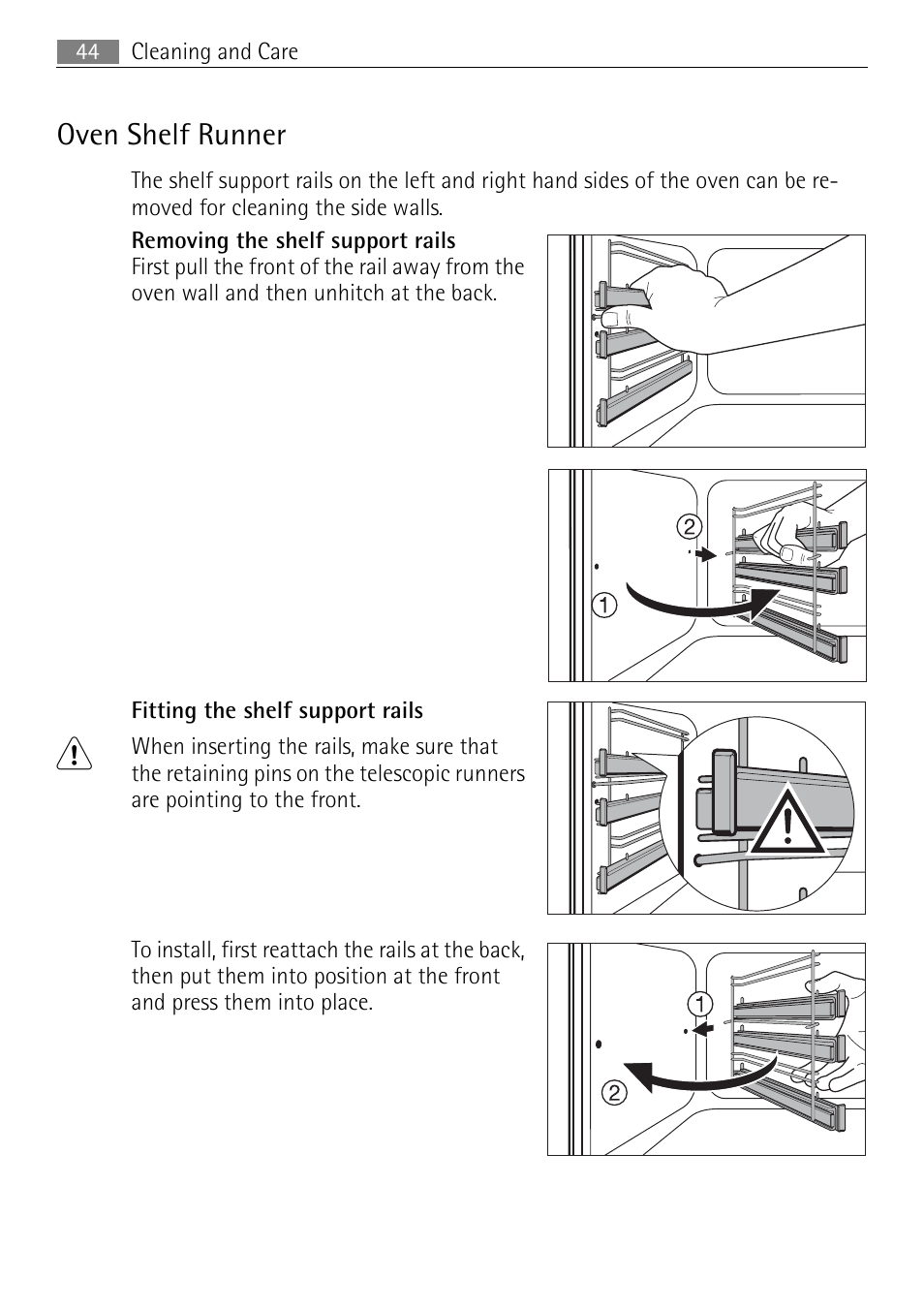Oven shelf runner | Electrolux E43012-5 User Manual | Page 44 / 64