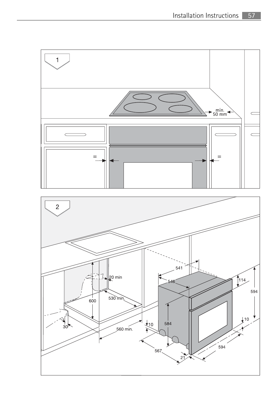 57 installation instructions | Electrolux E43012-5 User Manual | Page 57 / 64