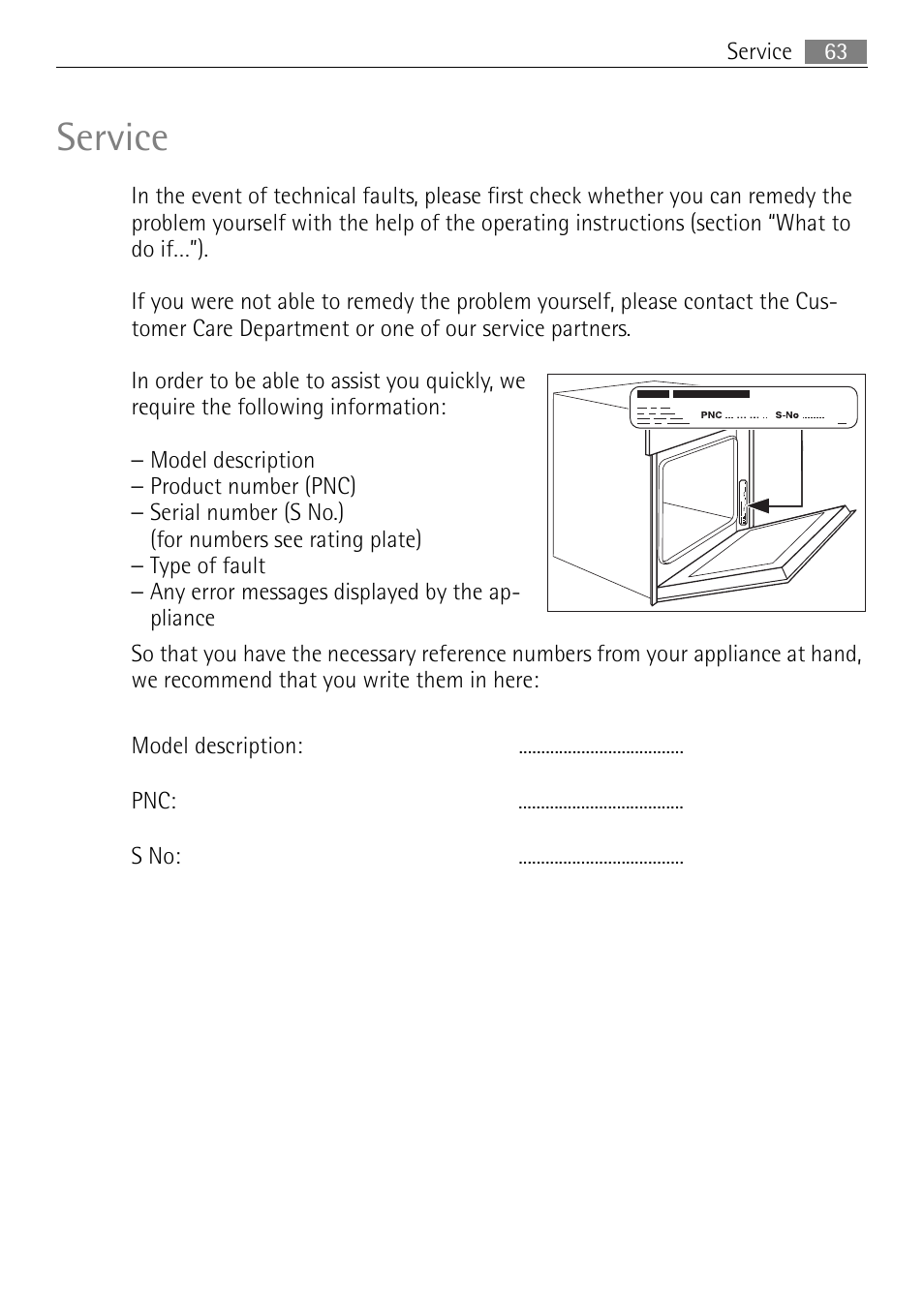 Service | Electrolux E43012-5 User Manual | Page 63 / 64
