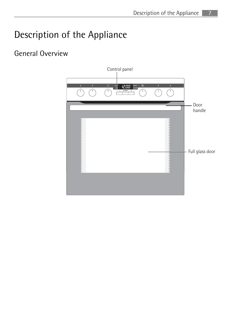 Description of the appliance, General overview | Electrolux E43012-5 User Manual | Page 7 / 64