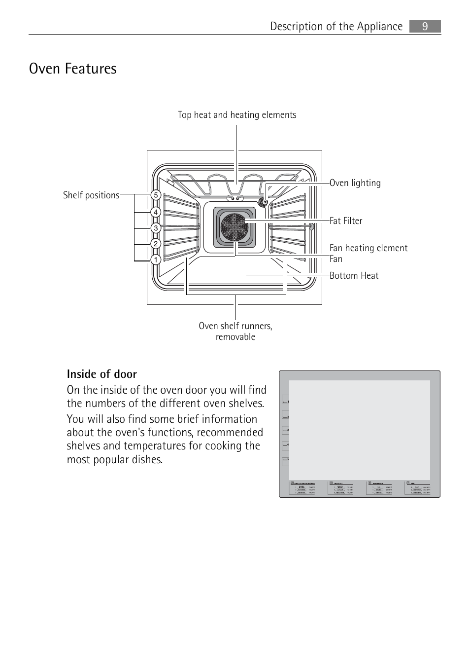 Oven features | Electrolux E43012-5 User Manual | Page 9 / 64