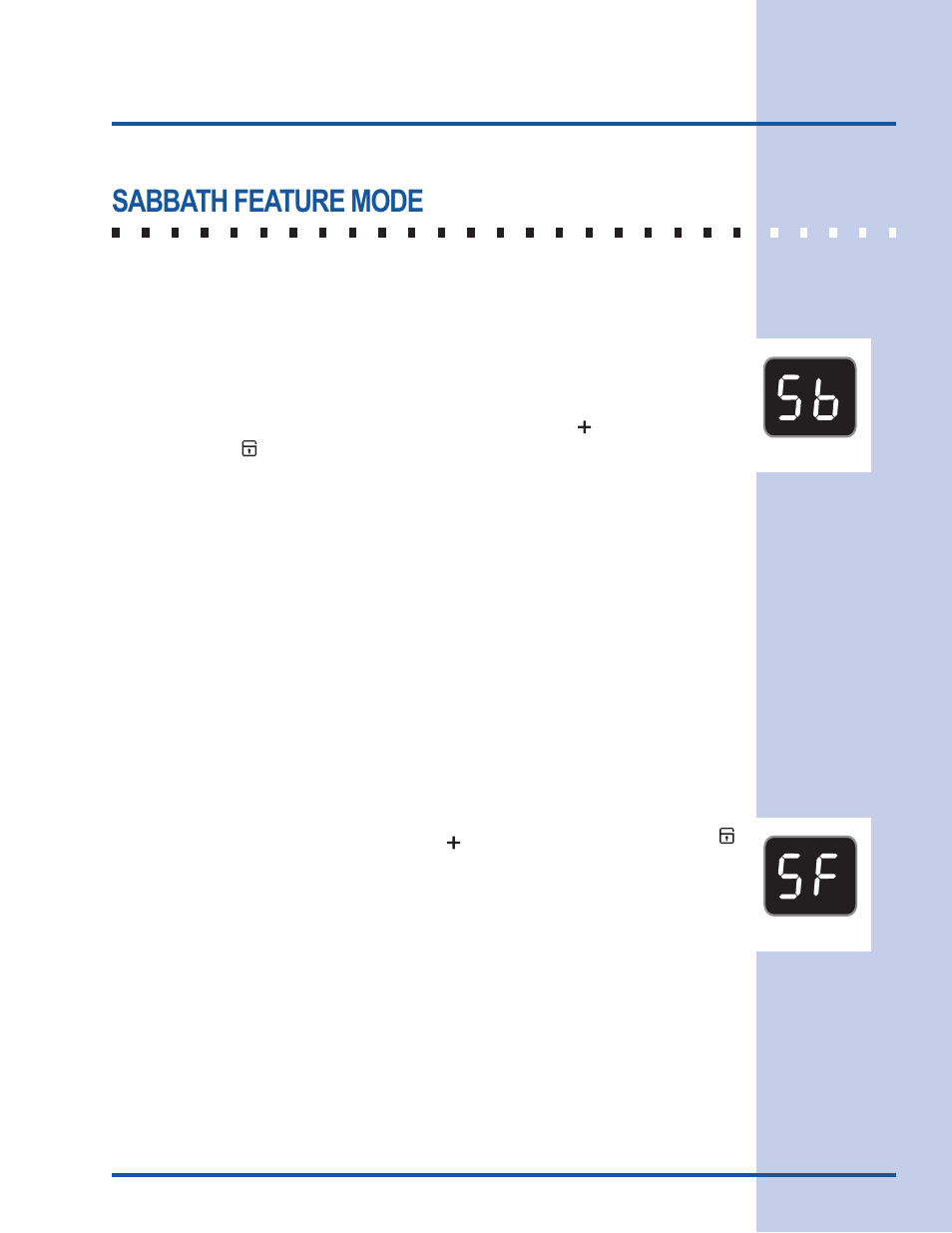 Setting surface controls, Sabbath feature mode | Electrolux 318 203 603 (0709) User Manual | Page 23 / 32