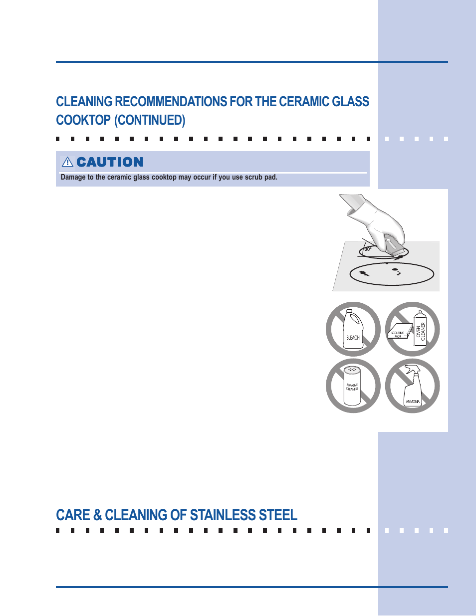 General care & cleaning, Care & cleaning of stainless steel, Ca caution ution ution ution ution | Electrolux 318 203 603 (0709) User Manual | Page 27 / 32