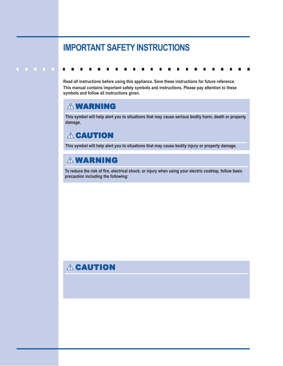 Safety, Important safety instructions | Electrolux 318 203 603 (0709) User Manual | Page 4 / 32