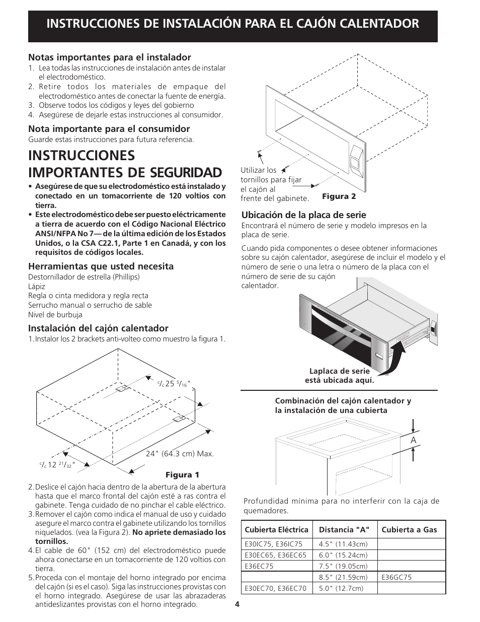 Instrucciones importantes de seguridad | Electrolux 318201811 User Manual | Page 4 / 8