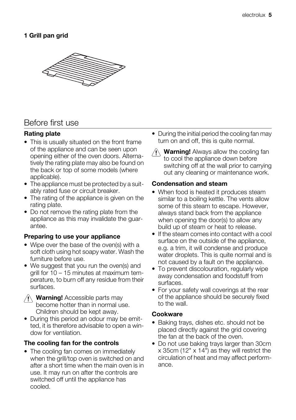 Before first use | Electrolux EKC5544 User Manual | Page 5 / 28
