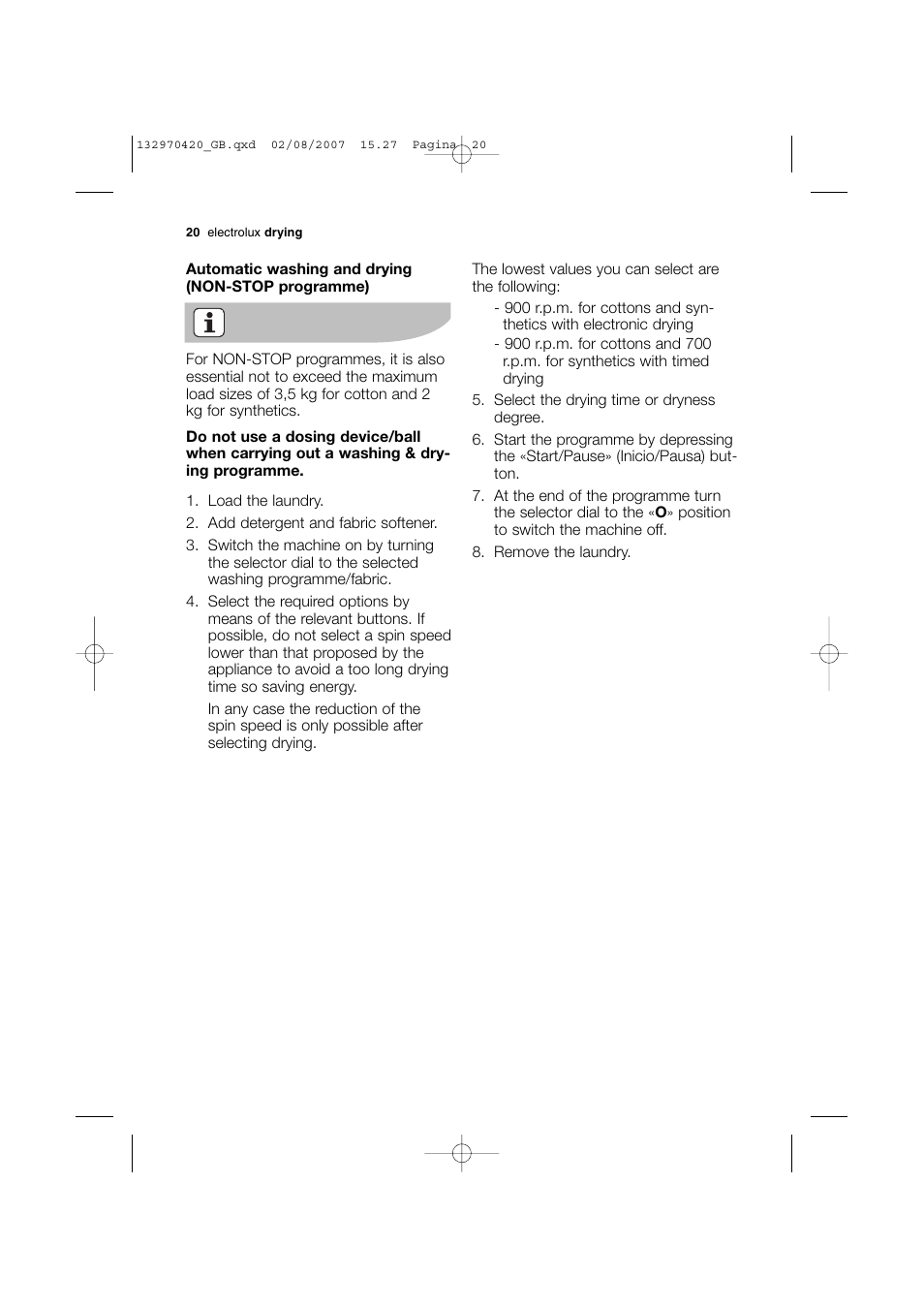 Electrolux EWW 12480 W User Manual | Page 20 / 96