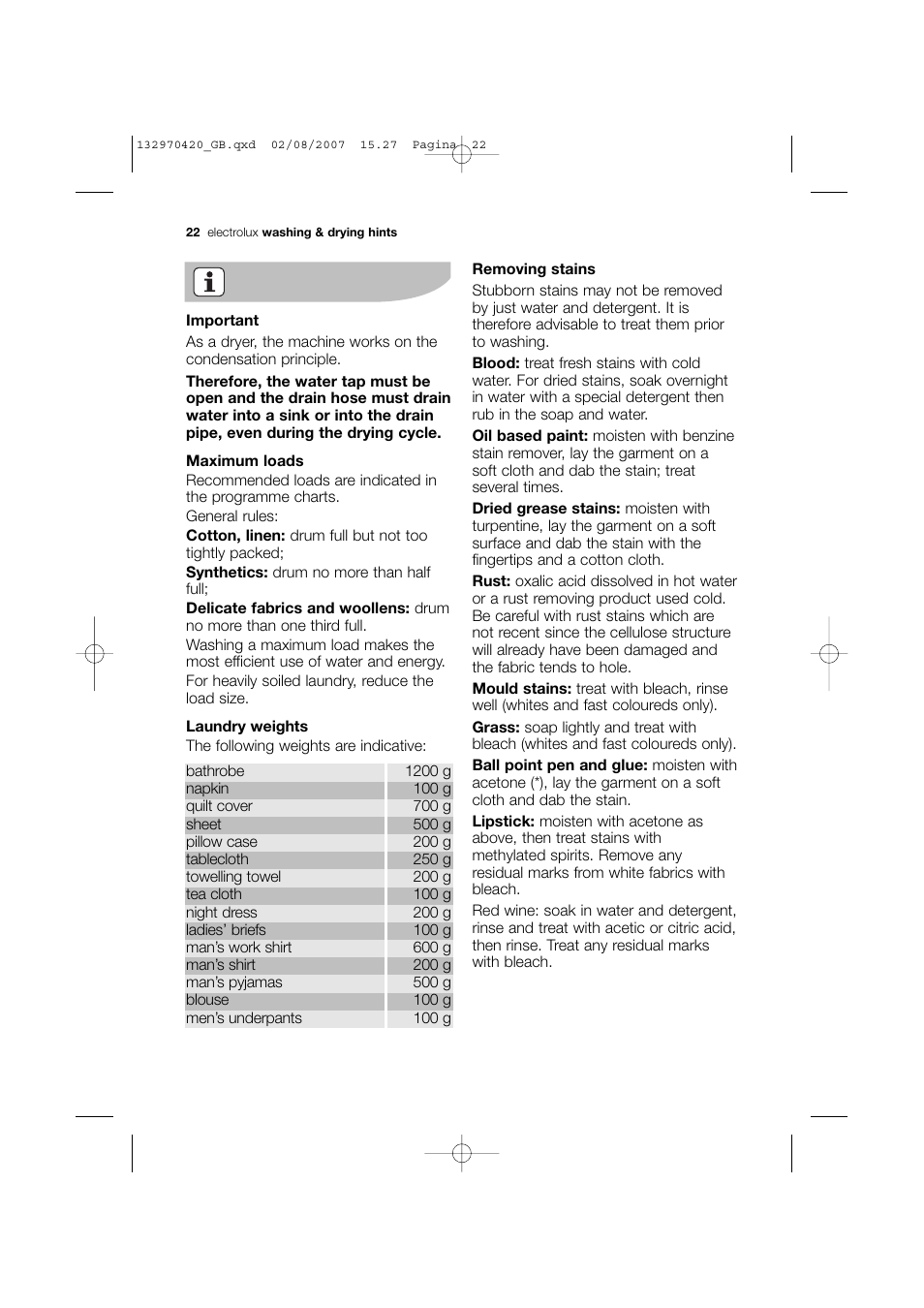 Electrolux EWW 12480 W User Manual | Page 22 / 96