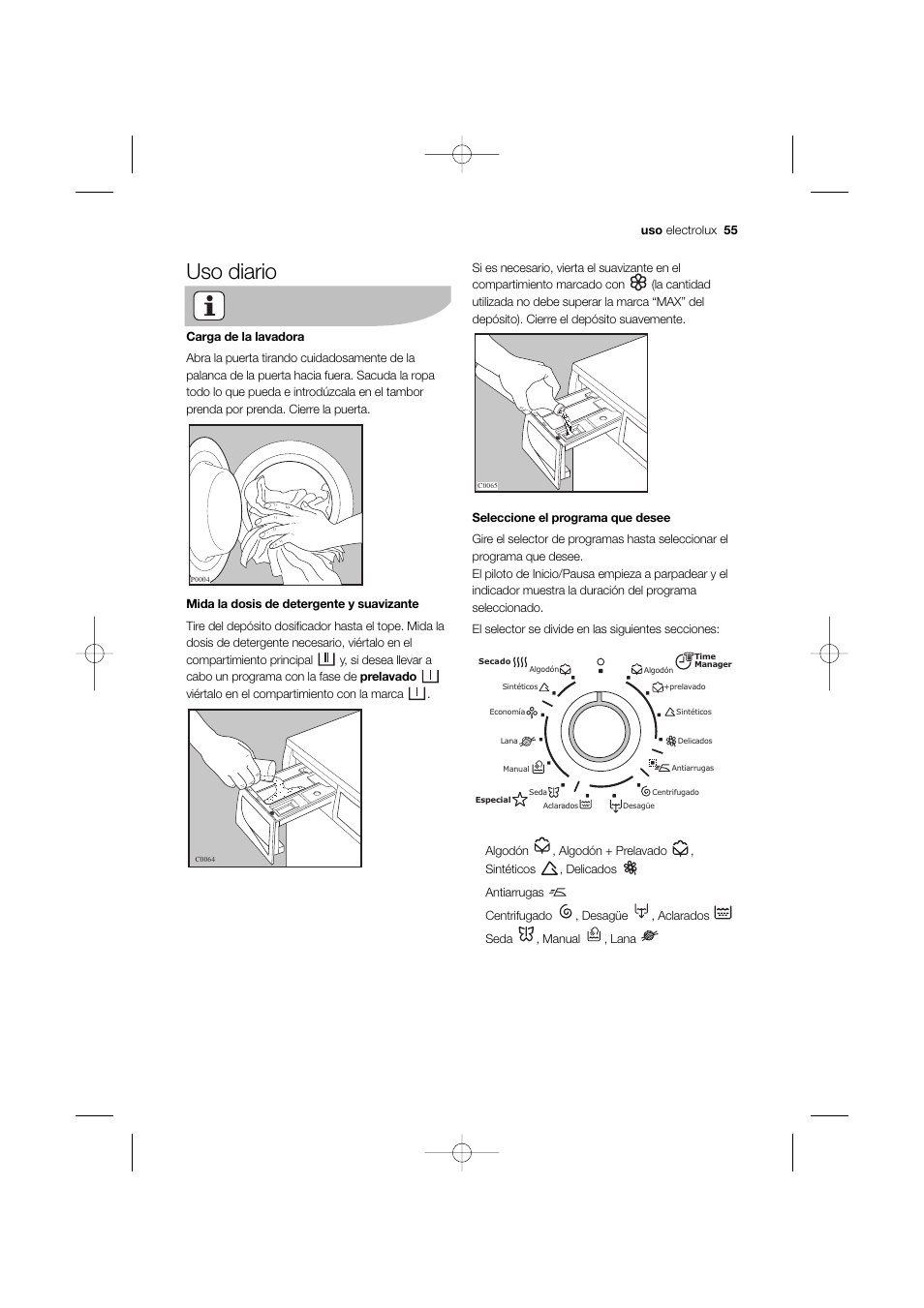 Uso diario | Electrolux EWW 12480 W User Manual | Page 55 / 96