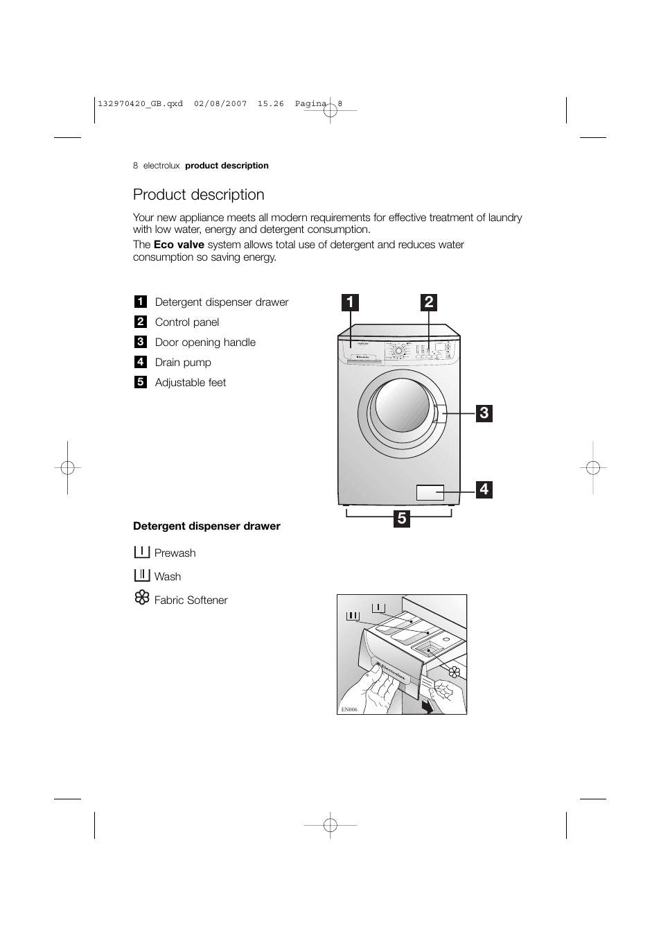Product description | Electrolux EWW 12480 W User Manual | Page 8 / 96