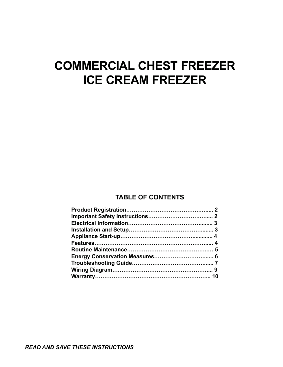 Electrolux COMMERCIAL CHEST FREEZER ICE CREAM User Manual | 10 pages